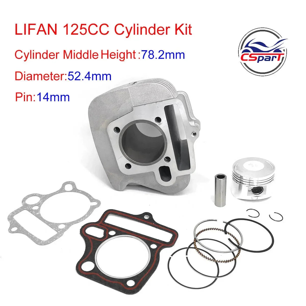 52.4Mm 54Mm 55Mm 56.5Mm Cylinder Kit Lifan 125CC 138CC 140CC 150CC 1P52FMI 1P54FMI 1P55FMJ 1P56FMJ Engine Pit Dirt Bike Parts
