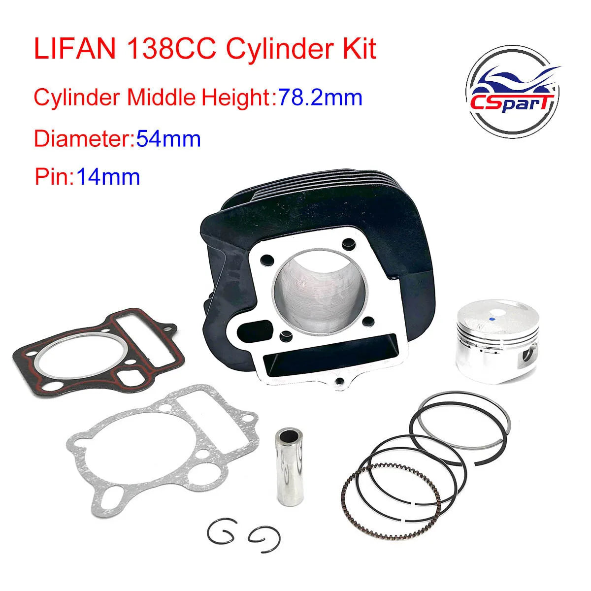 52.4Mm 54Mm 55Mm 56.5Mm Cylinder Kit Lifan 125CC 138CC 140CC 150CC 1P52FMI 1P54FMI 1P55FMJ 1P56FMJ Engine Pit Dirt Bike Parts