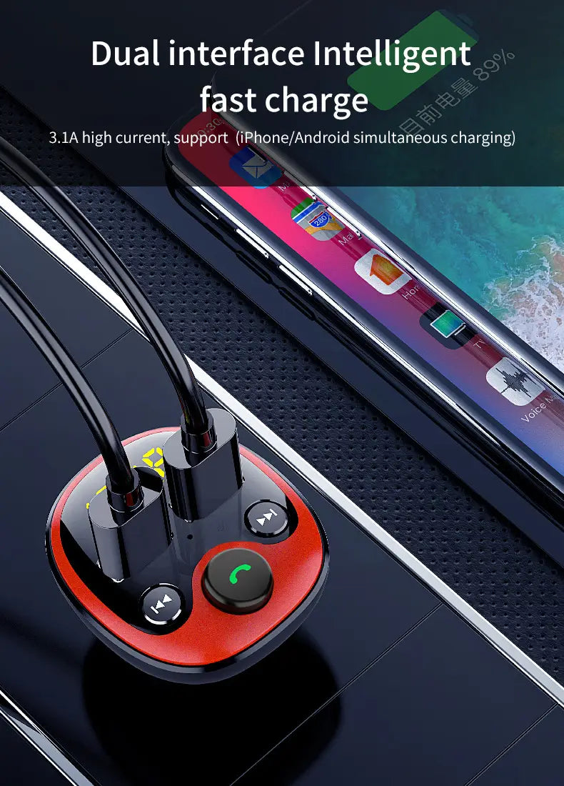 FM-lähetin ja Bluetooth-autolaturi (Dual USB)