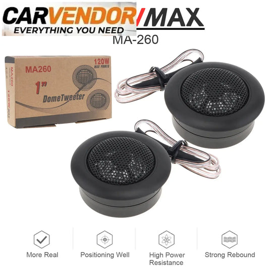 2Pcs 120W High Efficiency Universal Mini Dome Tweeter Speakers for Car Audio System