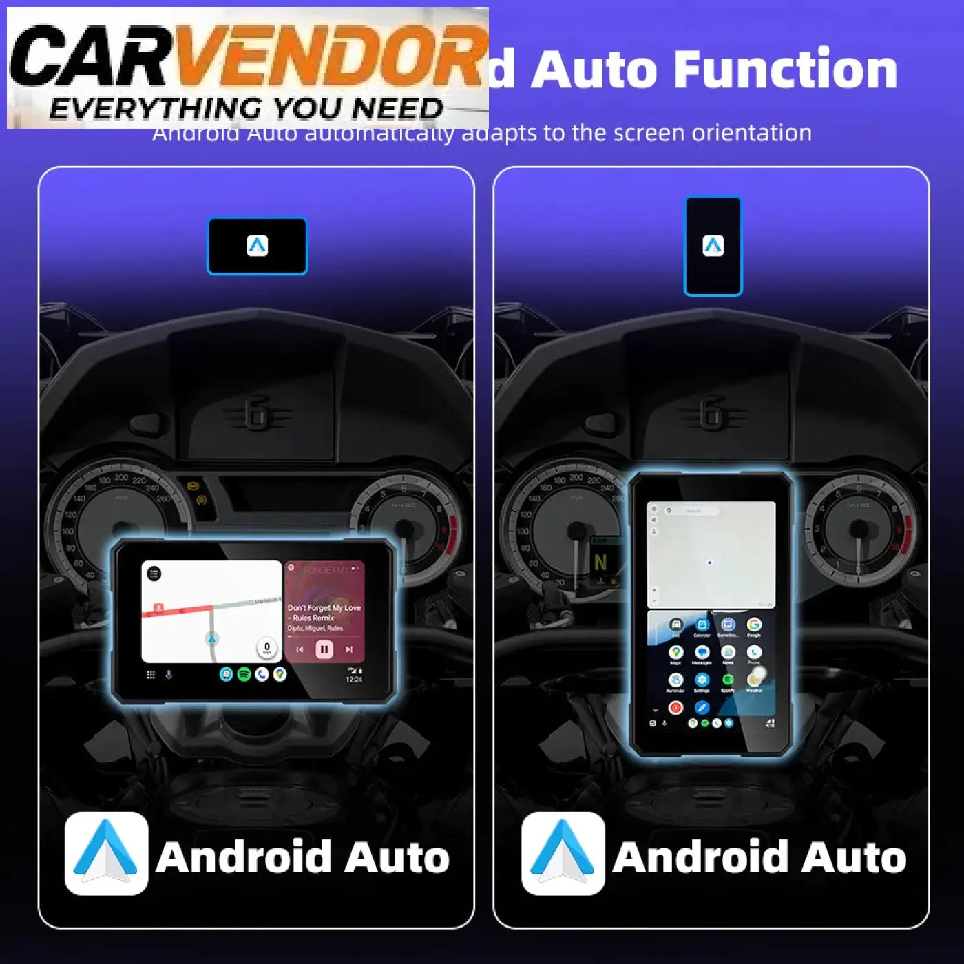 Musta android auto -yhteensopiva älypuhelimen pidike moottoripyöriin 5 älykäs näyttö langattomalla carplayllä