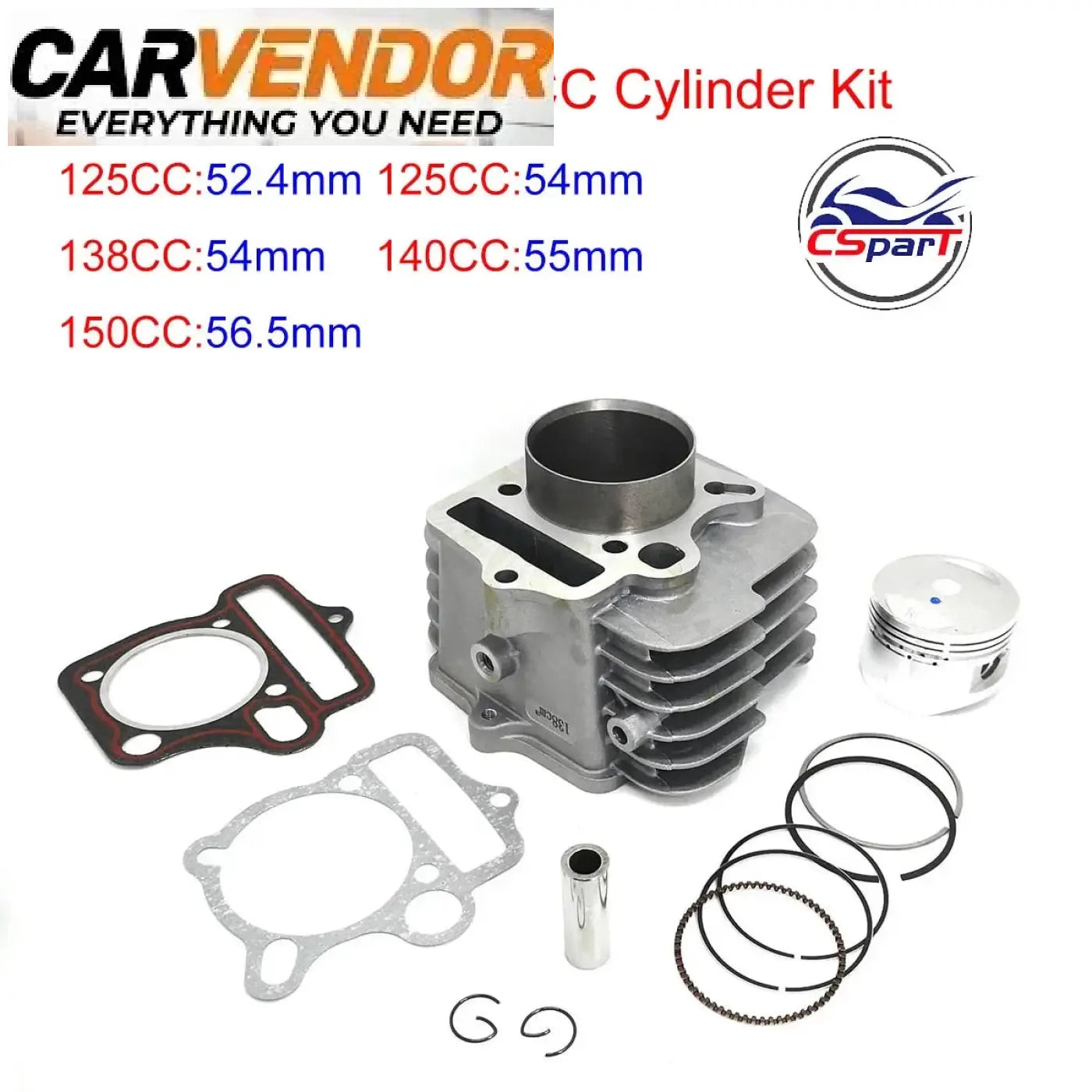 52.4Mm 54Mm 55Mm 56.5Mm Cylinder Kit Lifan 125CC 138CC 140CC 150CC 1P52FMI 1P54FMI 1P55FMJ 1P56FMJ Engine Pit Dirt Bike Parts