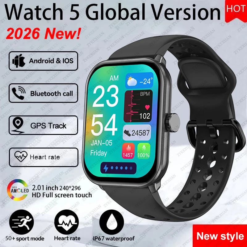 Watch 5 Älykello (Global) – 2.01" HD-näyttö, Bluetooth-puhelut & Sykemittaus