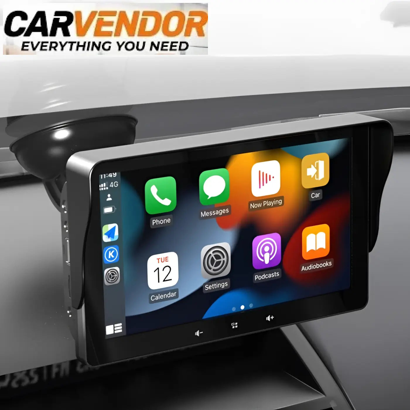 7 tuuman universaali langaton carplay ja android auto kosketusnäyttö mustalla kehyksellä tupakansytytinliitännällä