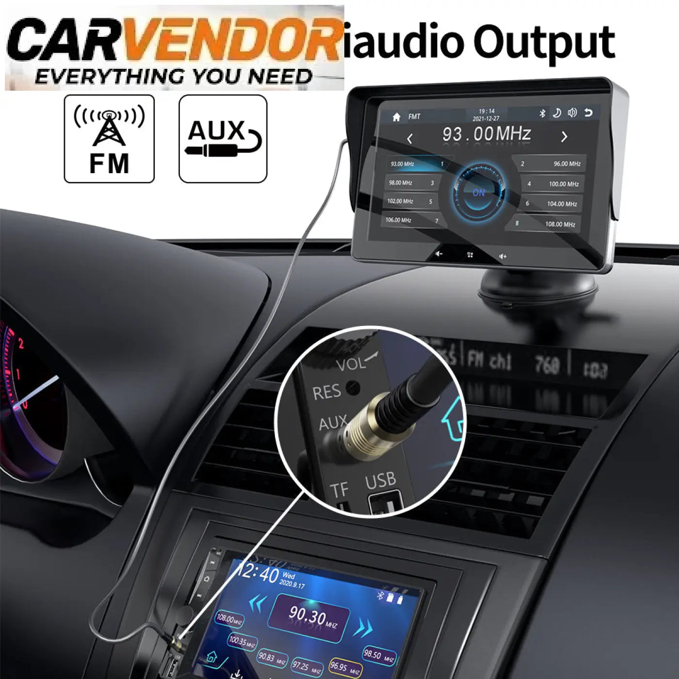 Musta car stereo 7 universaali langaton carplay ja android auto kosketusnäytöllä fm ja aux moniäänitulolla