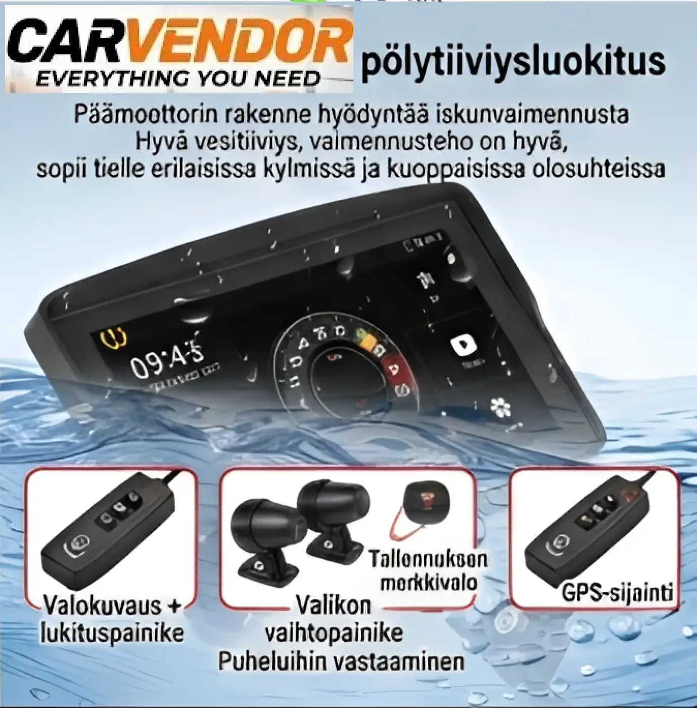 7 tuuman musta vedenpitävä älynäyttö moottoripyörään digitaalinen näyttö ja pyöreä säätönuppi