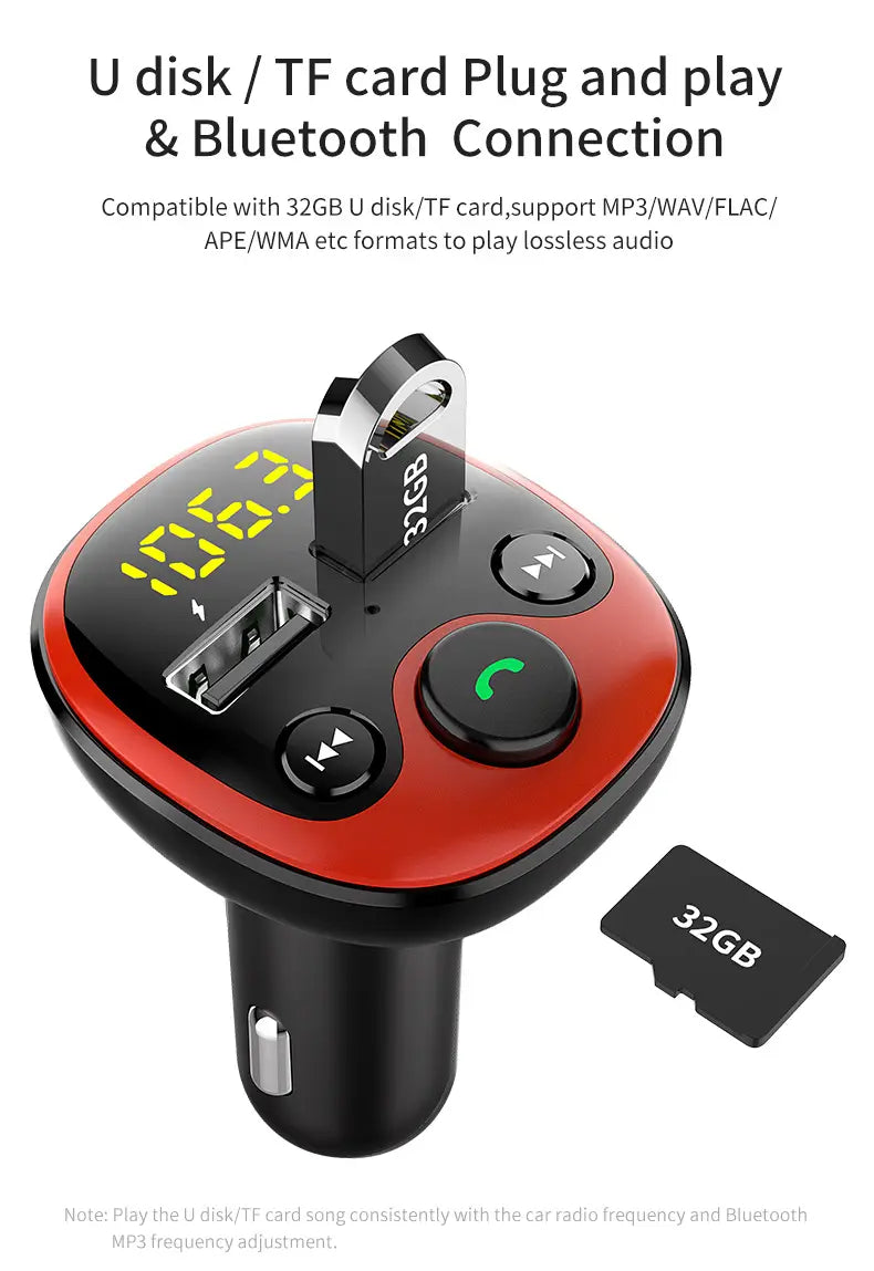 FM-lähetin ja Bluetooth-autolaturi (Dual USB)