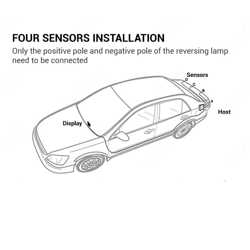 Baksensor för bil med 4 sensorer och LED-display –