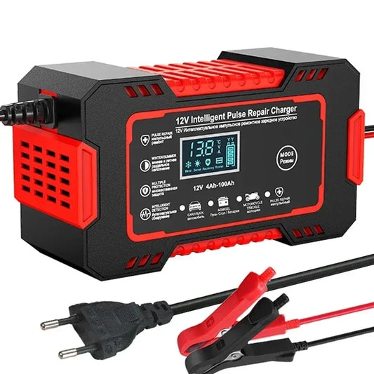 12V 6A älykäs akkulaturi kosketusnäytöllä, sykkivä korjaustoiminto, LCD-näyttö, nopea lataus, sopii märkä- ja kuiva-akuille sekä lyijyakuille.