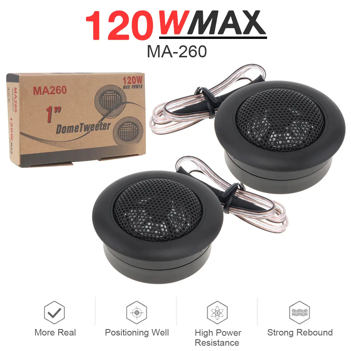 2 pièces 120 W mini haut-parleurs d’aigus universels à dôme pour système audio de voiture