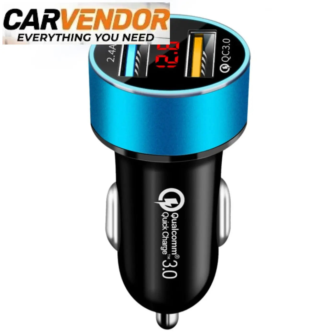 Älykäs led-autolaturi sininen ja musta dual usb 3.1a pikalataus digitaalinen näyttö lataustila