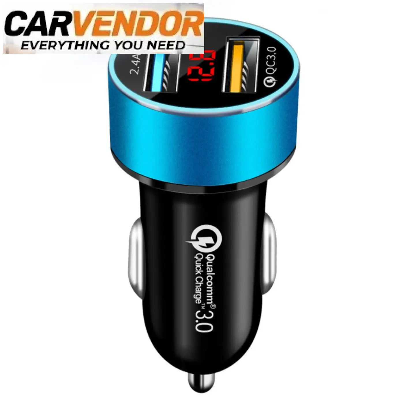 Älykäs sinimusta led-autolaturi dual usb 3 1a pikalataus digitaalisella näytöllä ja qc3 0-portilla