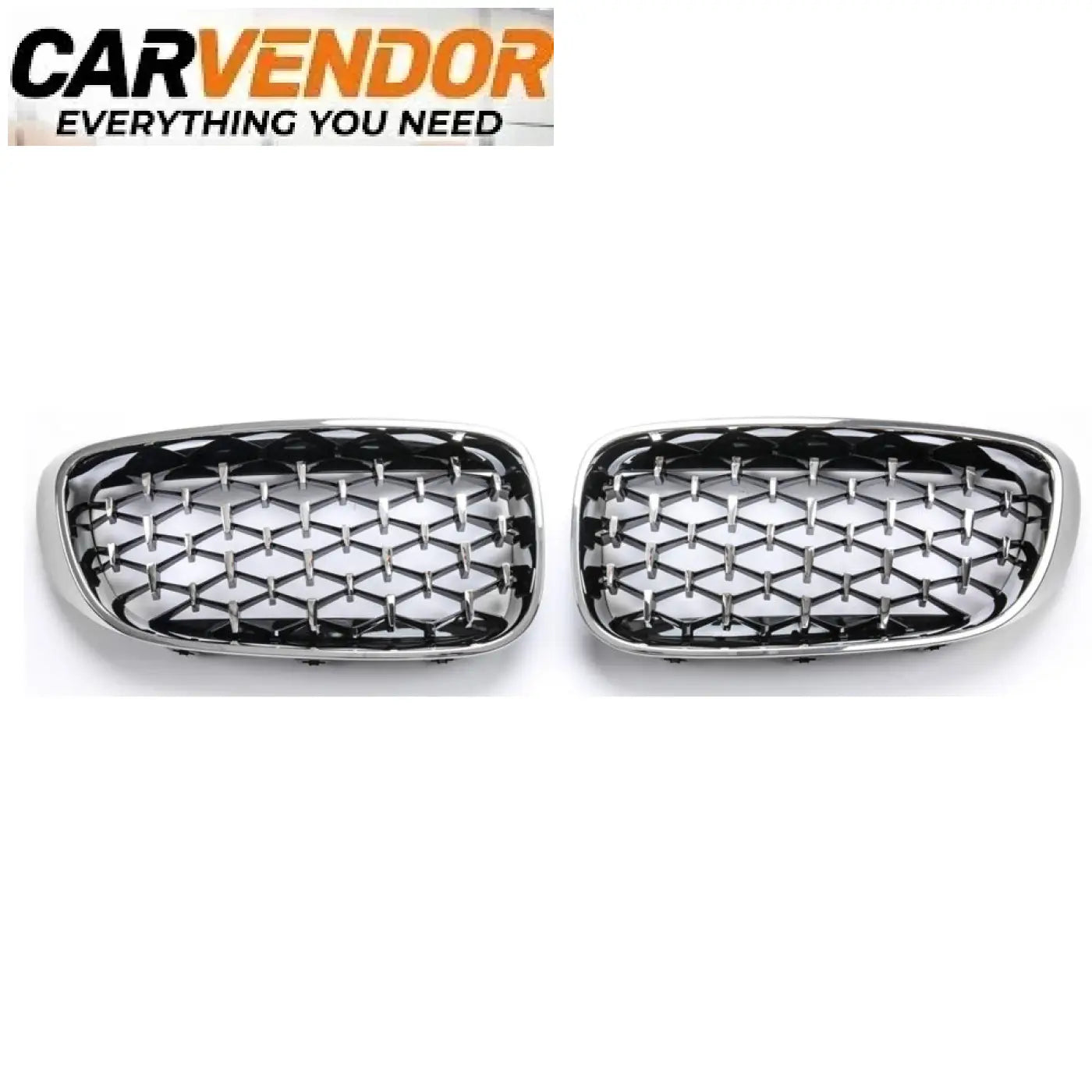 Pair of black and chrome mesh kidney grilles for bmw 4-sarjan etupuskurin tuplaripa munuaisritilät