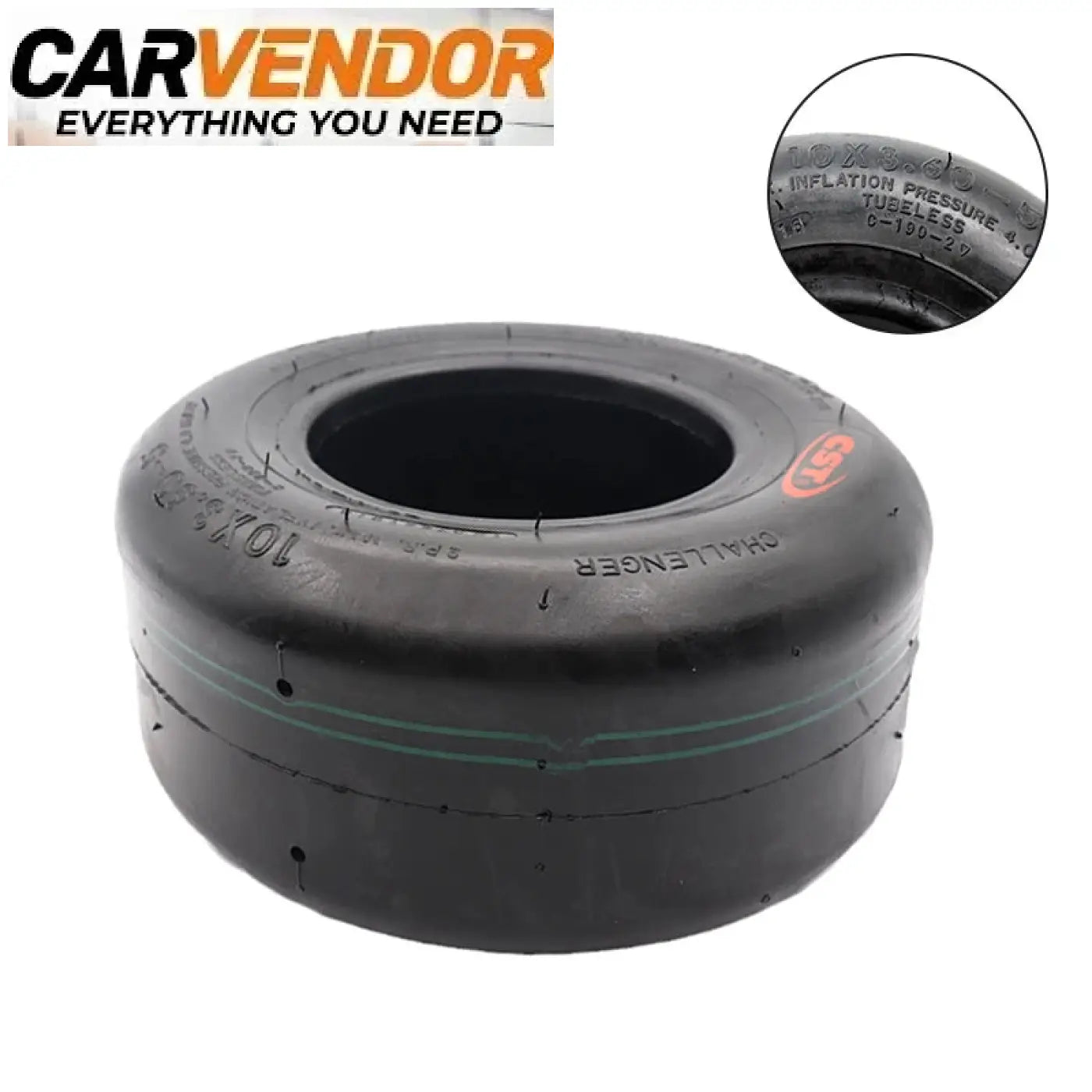 Black cst tubeless-rengas 5’’ karting / atv / drift rengas vihrein sivuraidoin ja oranssilla challenger-merkinnällä