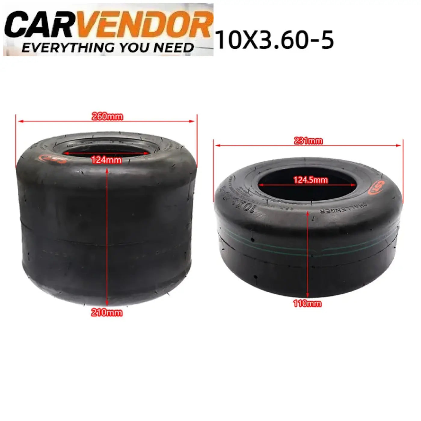Mustan kumirenkaan cst tubeless-rengas 5 tuuman vanteelle, sileällä kulutuspinnalla ja vahvistetulla sivuseinämällä kartingiin