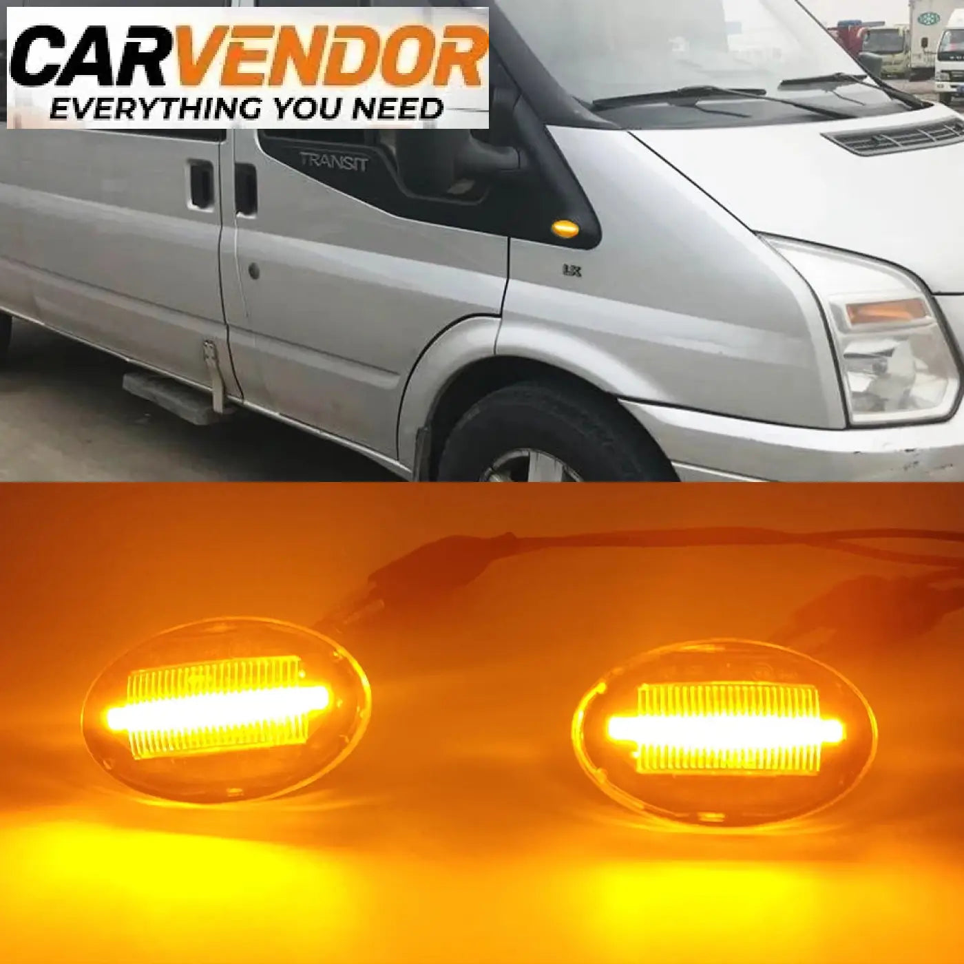 Pair of oval-shaped amber led side marker lights with clear lens fit for ford fiesta mk3 mk4 ka mondeo transit tourneo