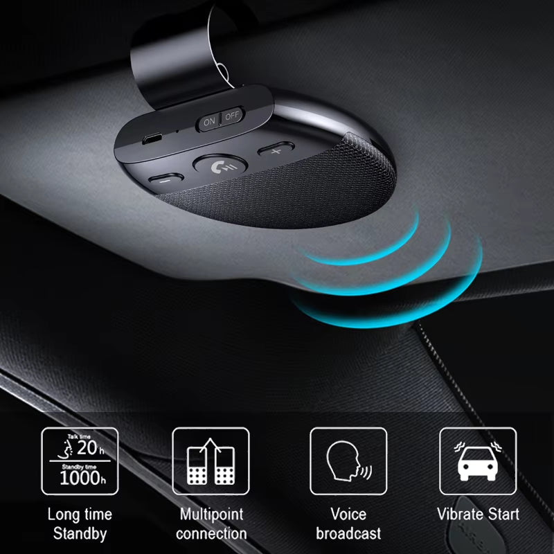 Langaton Bluetooth 5.0 Handsfree Autoon – Kiinnitys Aurinkolippaan
