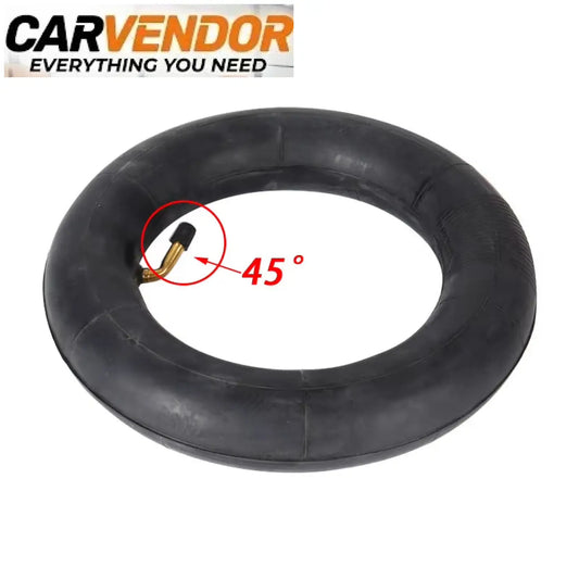 Black rubber electric scooter tire 10 inch 80/65-6 with brass valve stem and 45-degree angle indicator for fat tire use