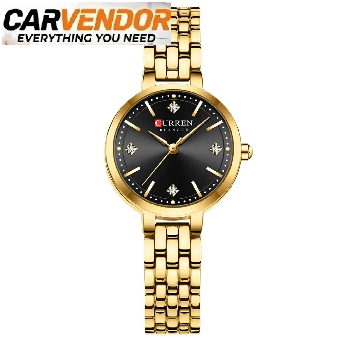 Elegantti Naisten Kello Koristekivillä - golden black