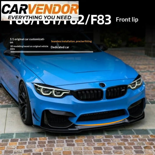 Värikäs sininen bmw f80 f81 f82 f83 etupuskurin lippa mustilla ja oransseilla yksityiskohdilla