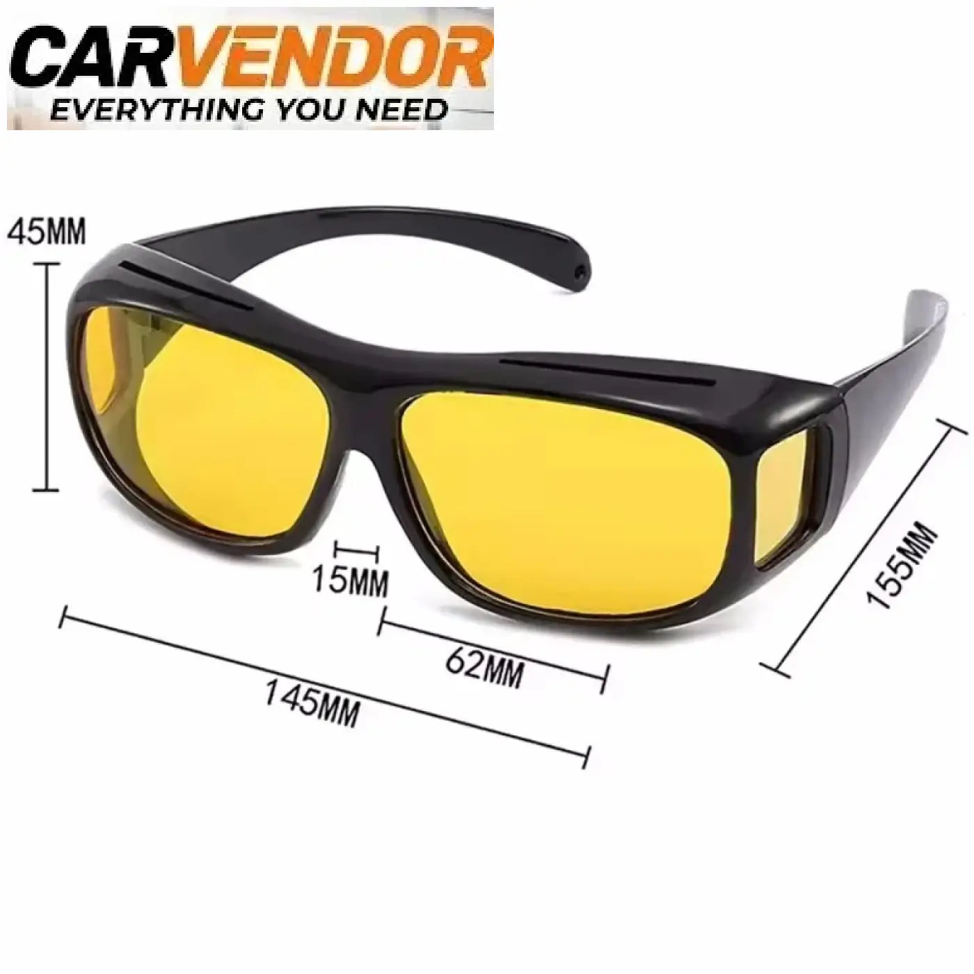 Black-framed driving goggles with bright yellow lenses high definition night vision windproof for men and women