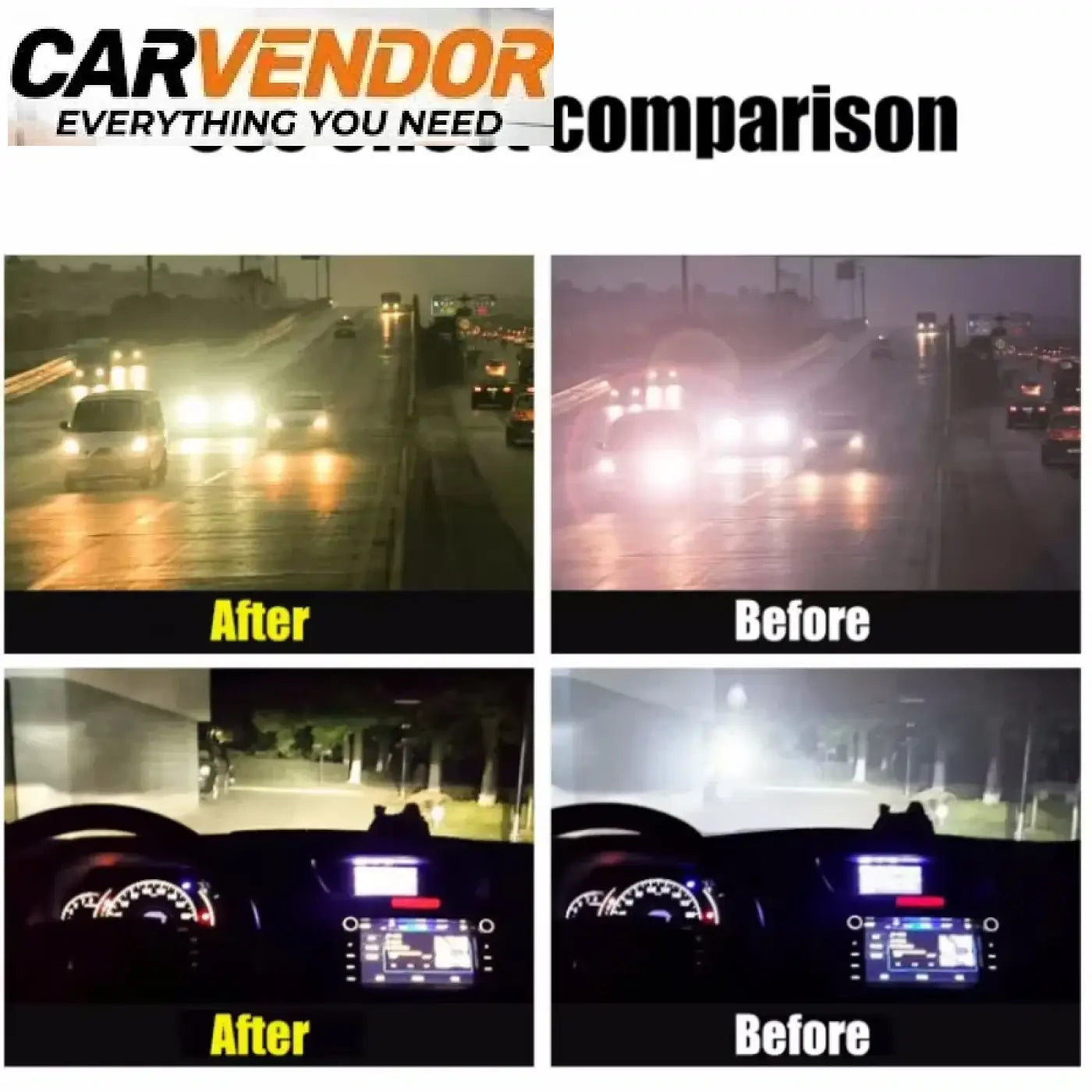 High definition night vision goggles for driving showing clearer wet road visibility after using an aftermarket headlight filter