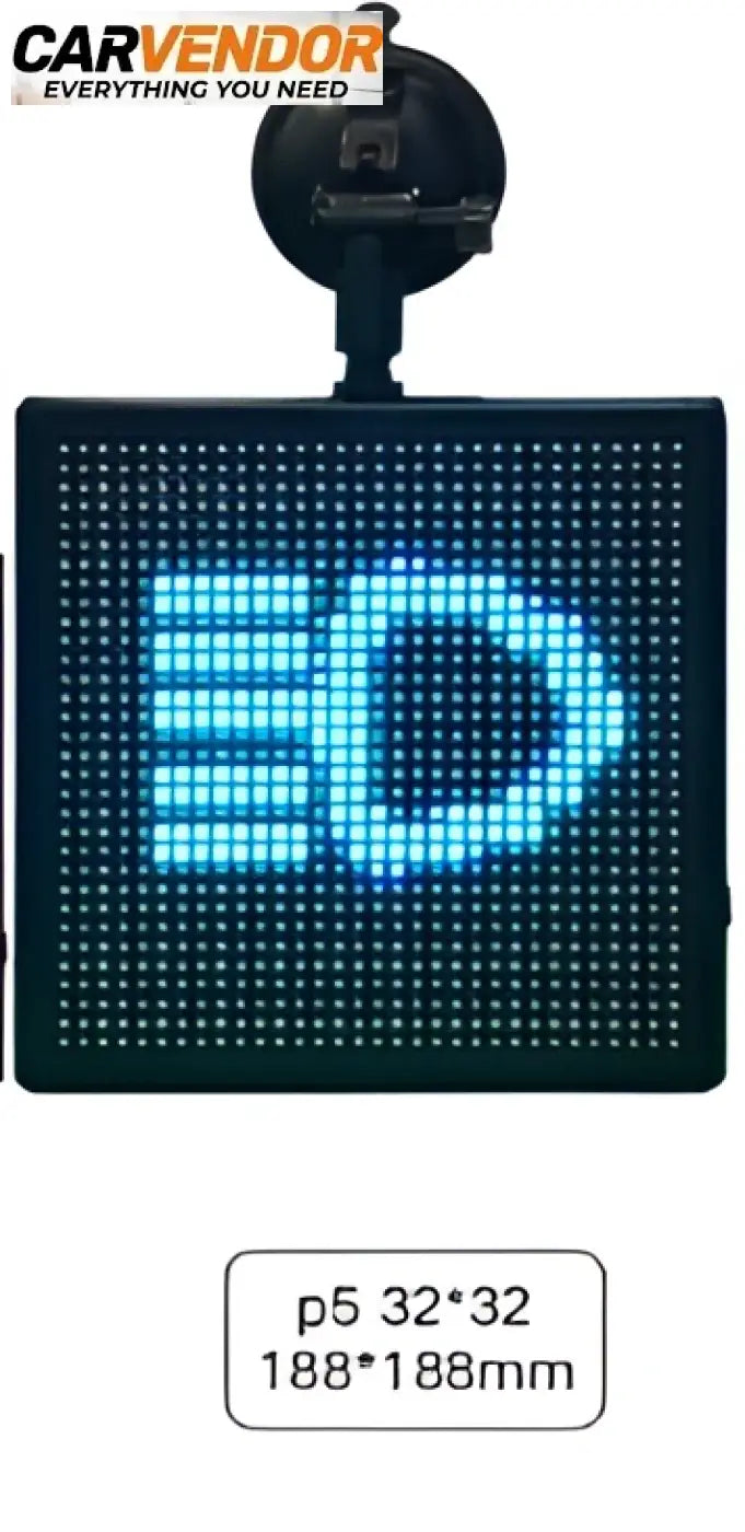 Auton led-emojinäyttö festivaalivalona musta suorakulmainen näyttö kirkkaalla sinisellä ed-symbolilla