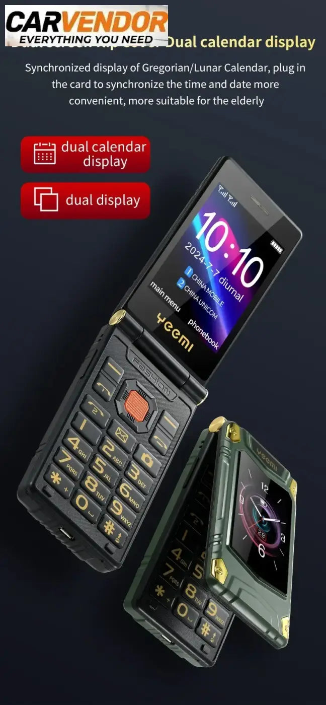 Iskunkestävä 4G-Simpukkapuhelin Jättiakulla (Dual SIM)