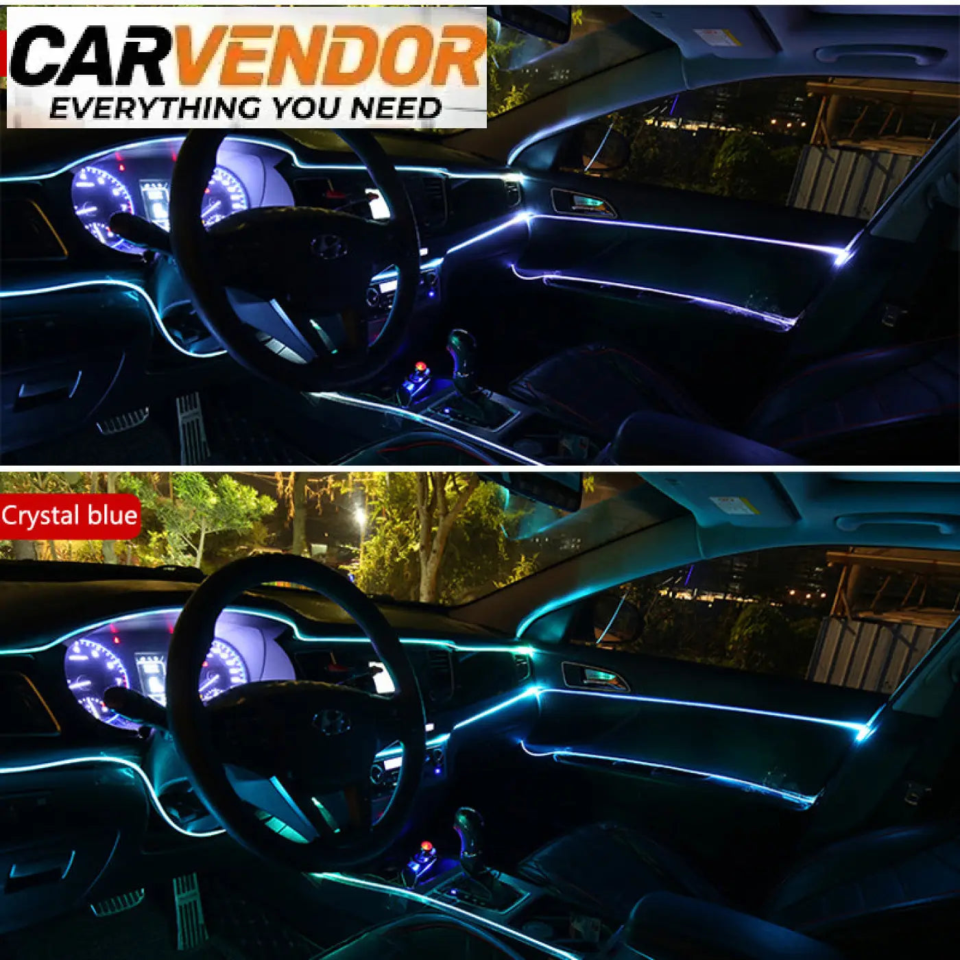 Joustava neon el tunnelmavalolanka autoon led sisävalonauha valkoinen ja kristallinsininen sävyissä