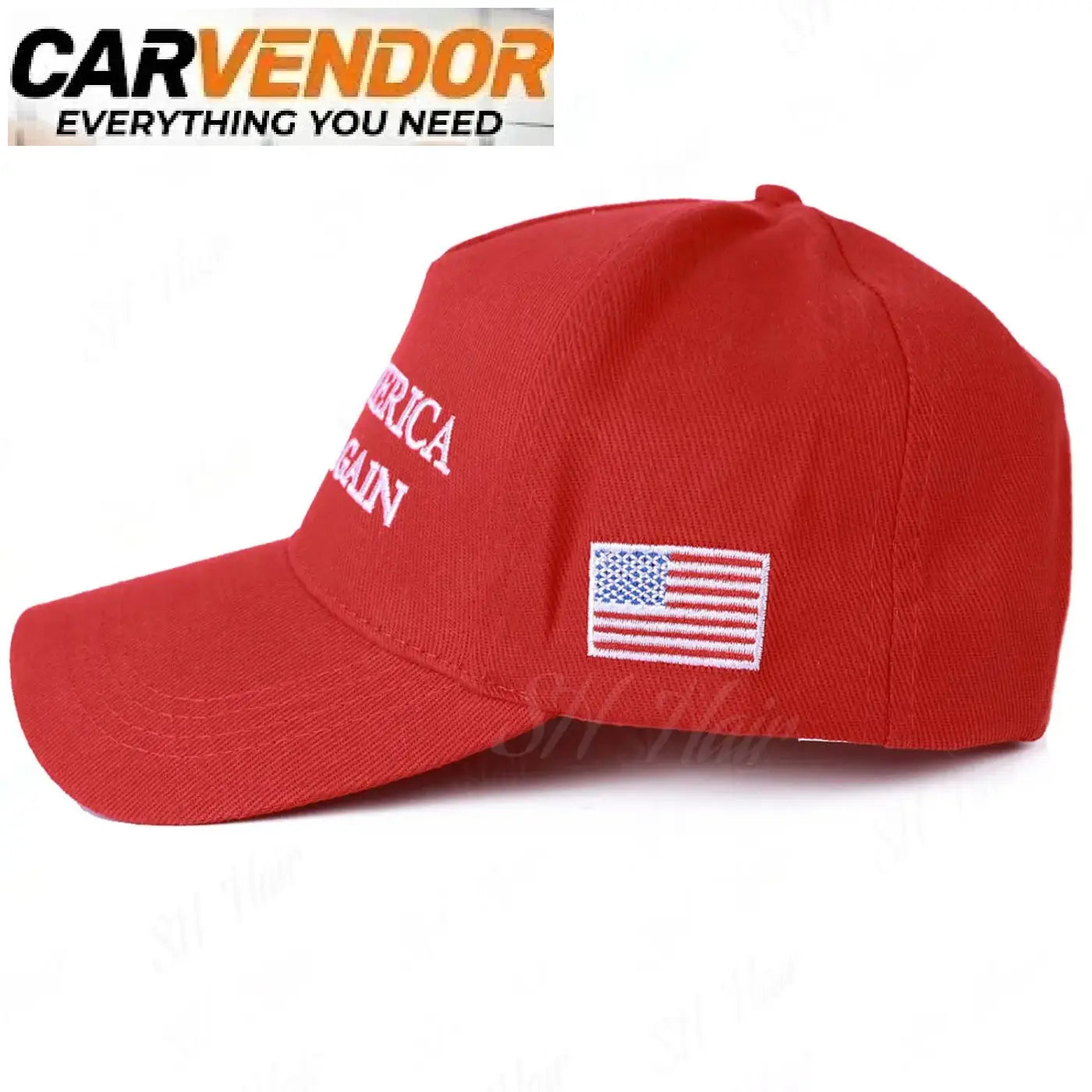 Uuden tyylin punainen baseball-lippis embroidered make america great again ja pieni amerikan lippu sivussa
