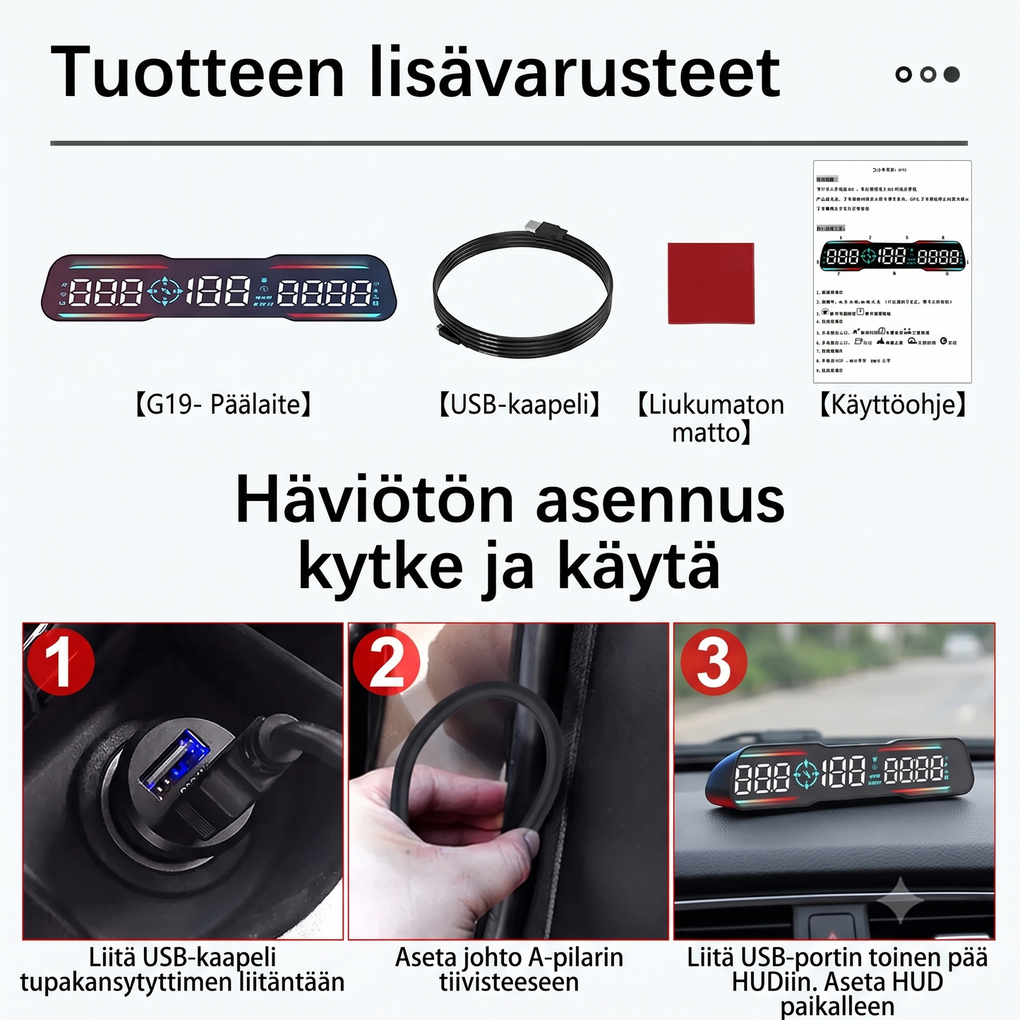 Kompakti HUD-Tuulilasinäyttö (Valitse OBD2- tai GPS-malli) - G19 Gps