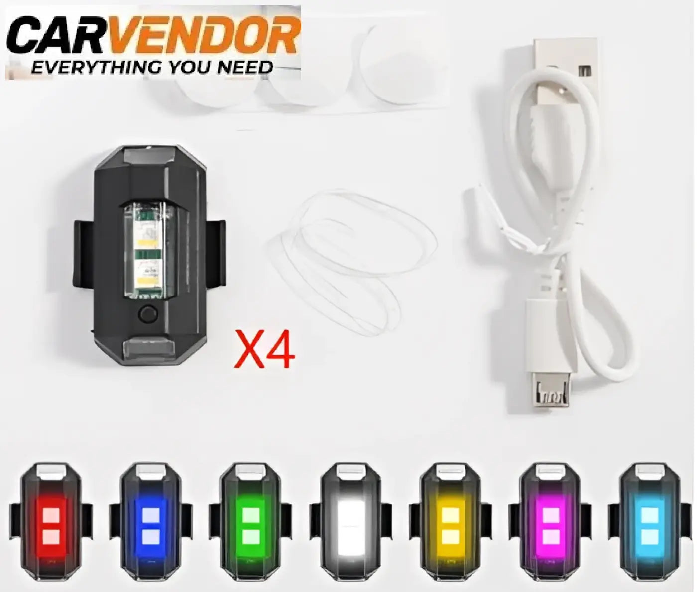 Ladattava mini led-strobovalo usblla mustana ja seitsemässä värissä punainen sininen vihreä valkoinen keltainen violetti syaani