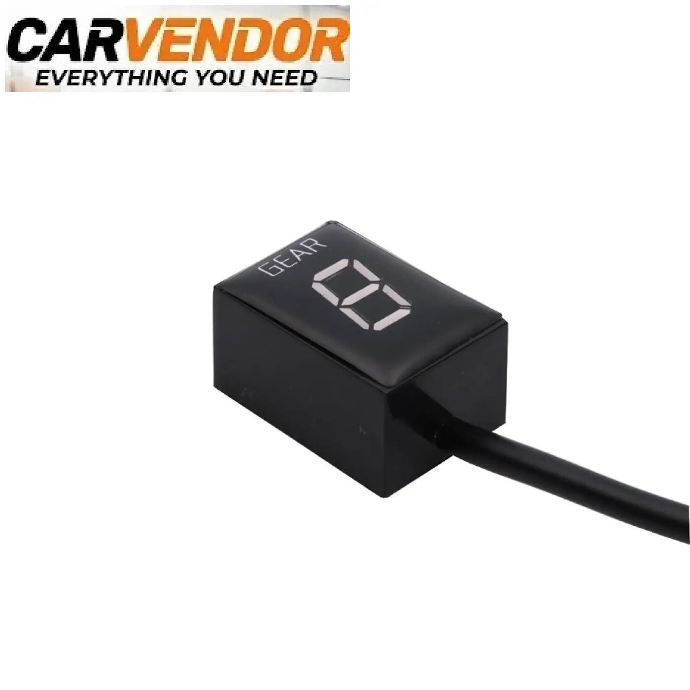 Moottoripyörän musta suorakulmainen vaihdenäyttö plug&play eculla valkoisella led-näytöllä ja numerolla 0