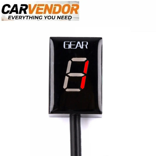 Mustan suorakaiteen muotoinen moottoripyörän vaihdenäyttö plug&play eculla punaisella ja valkoisella ledillä numero yhdelle