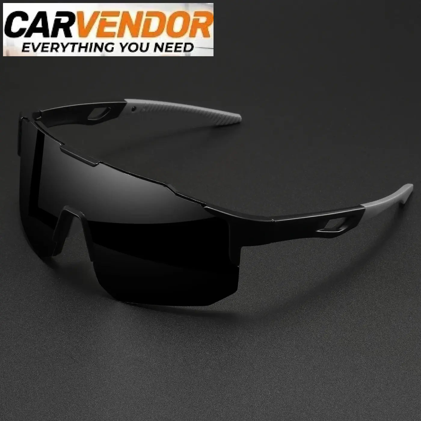 Black and gray unisex oversized sport sunglasses with uv400 wraparound aerodynamic frame for cycling and hiking