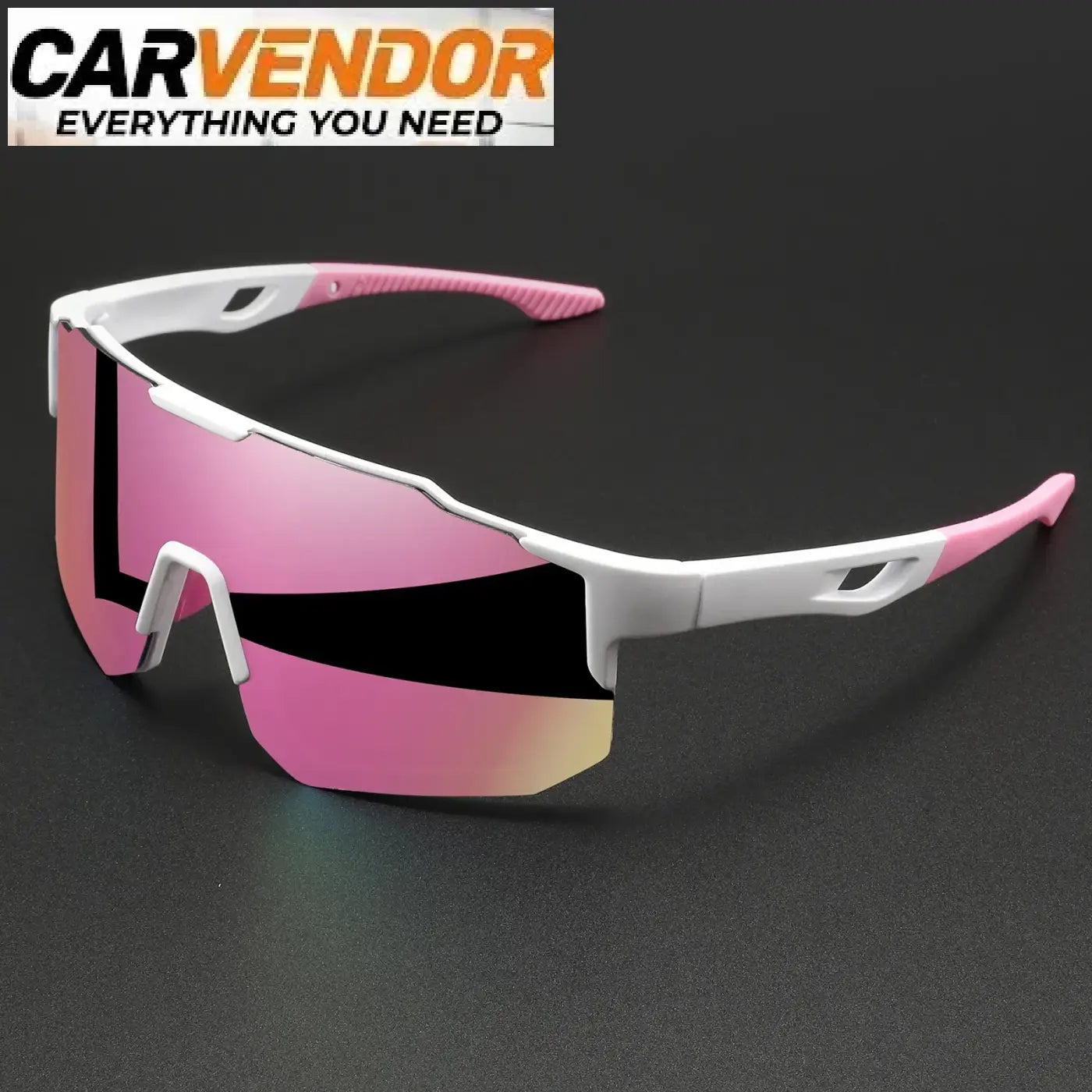 Unisex oversized pink and white sport sunglasses with uv400 reflective gradient lens for cycling and hiking