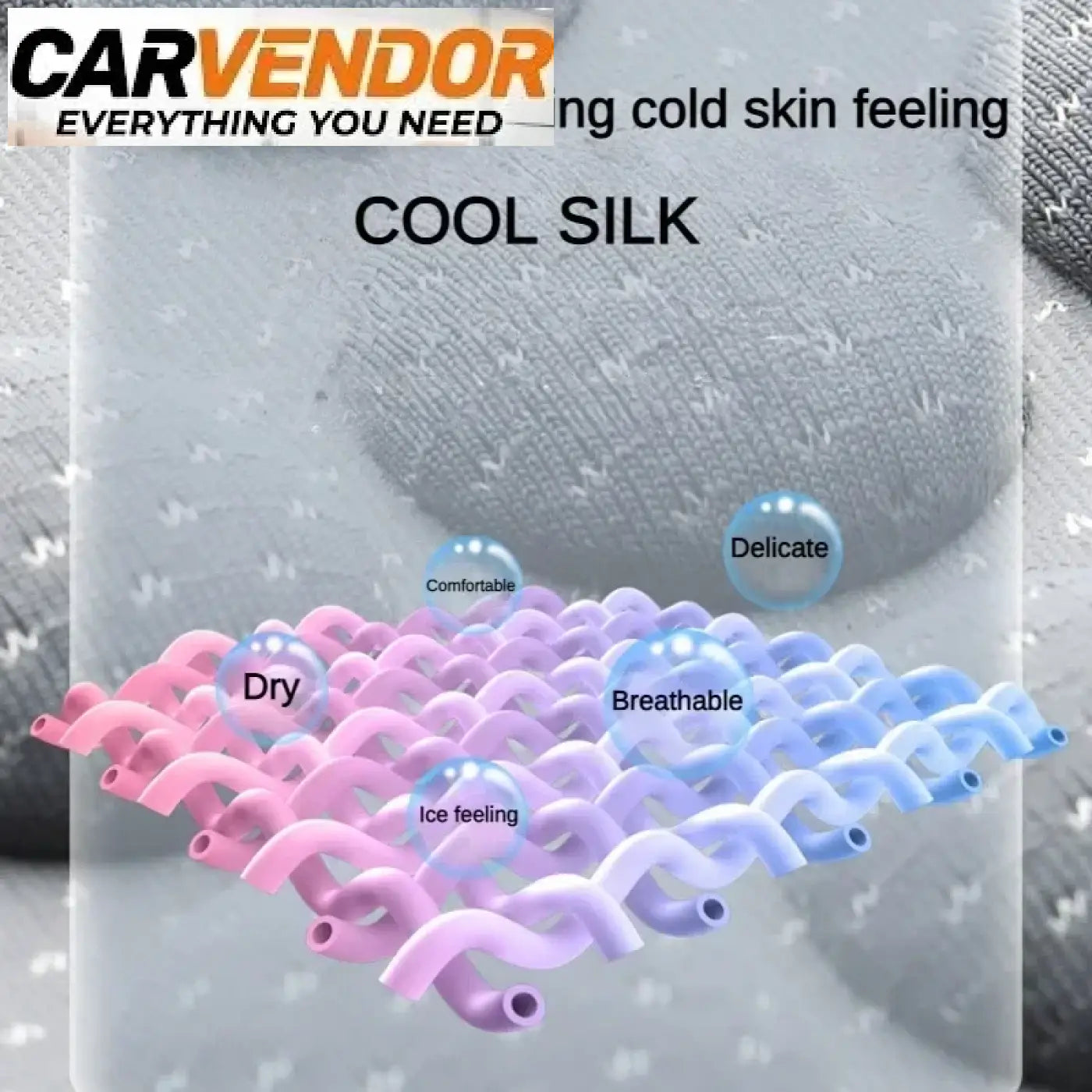 Viilentävä ice silk auton istuinsuoja hengittävä ja mukava silkkikangas pinkin ja sinisen aaltokuvioilla